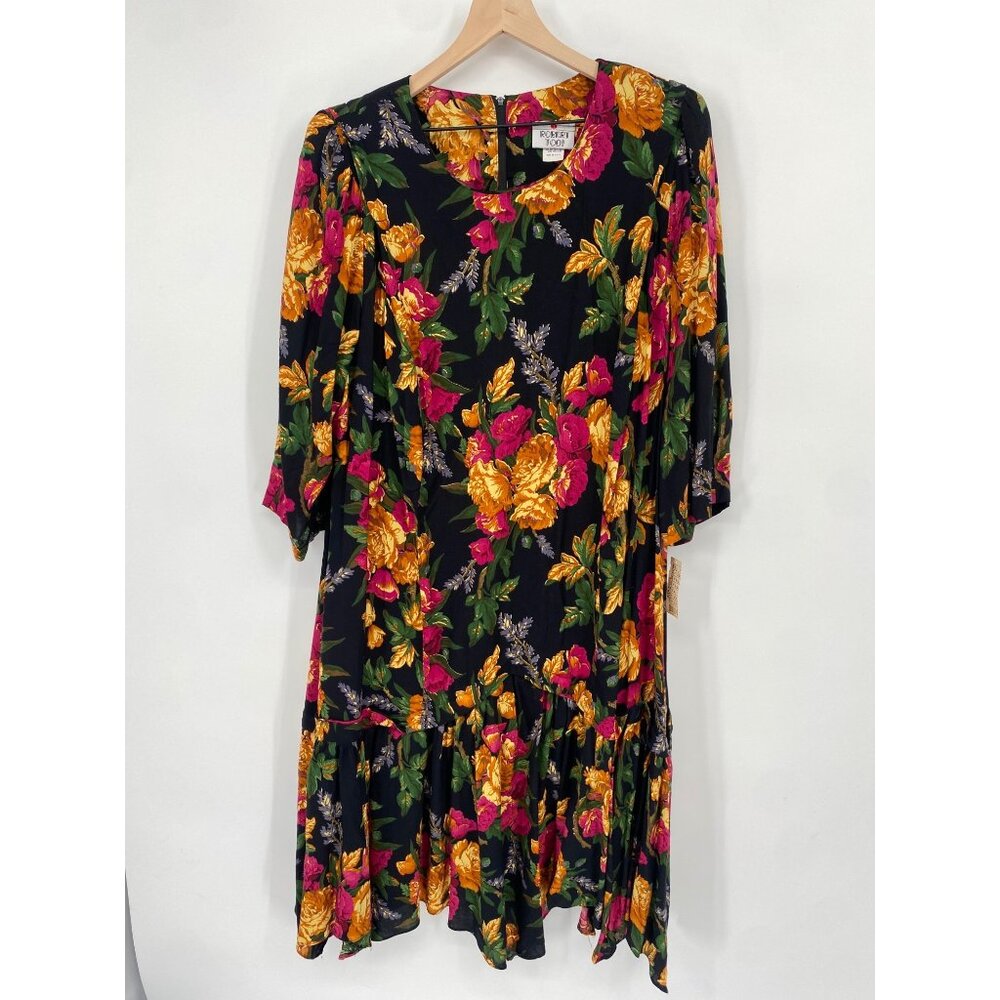 Women's Vintage COTTAGECORE Floral Print Dress Sz 24W Designer Robert Too USA Bo